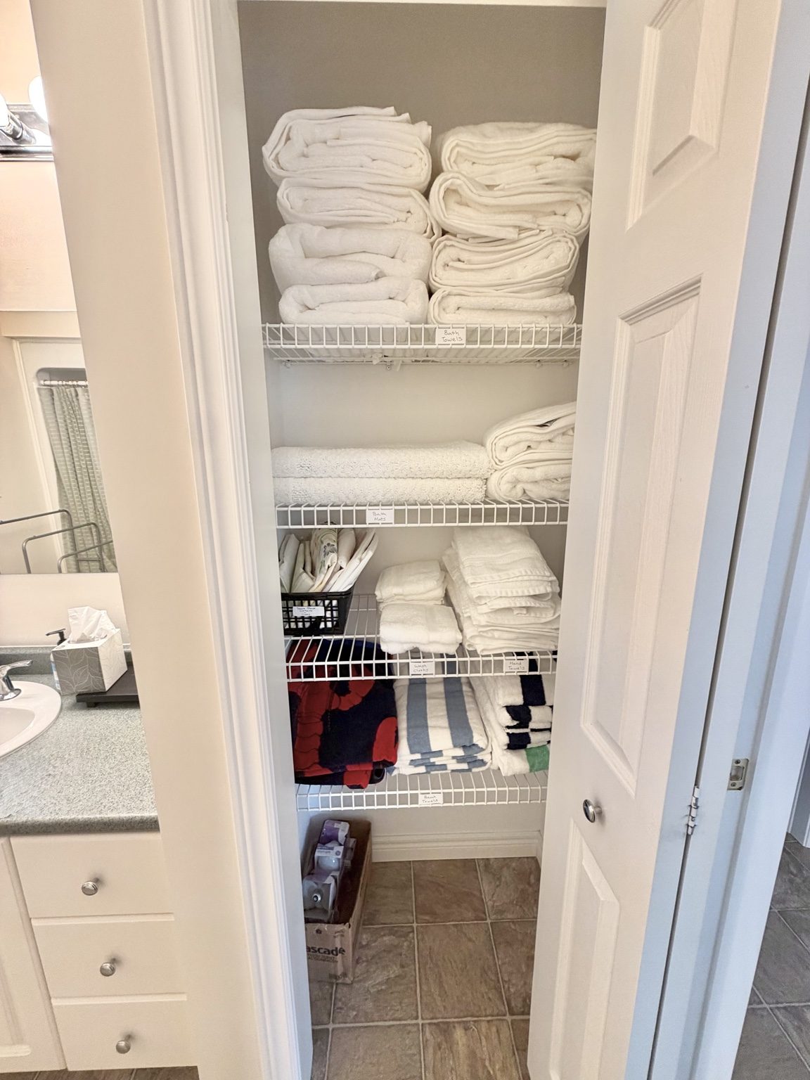 Towel closet at Ledge & Tide