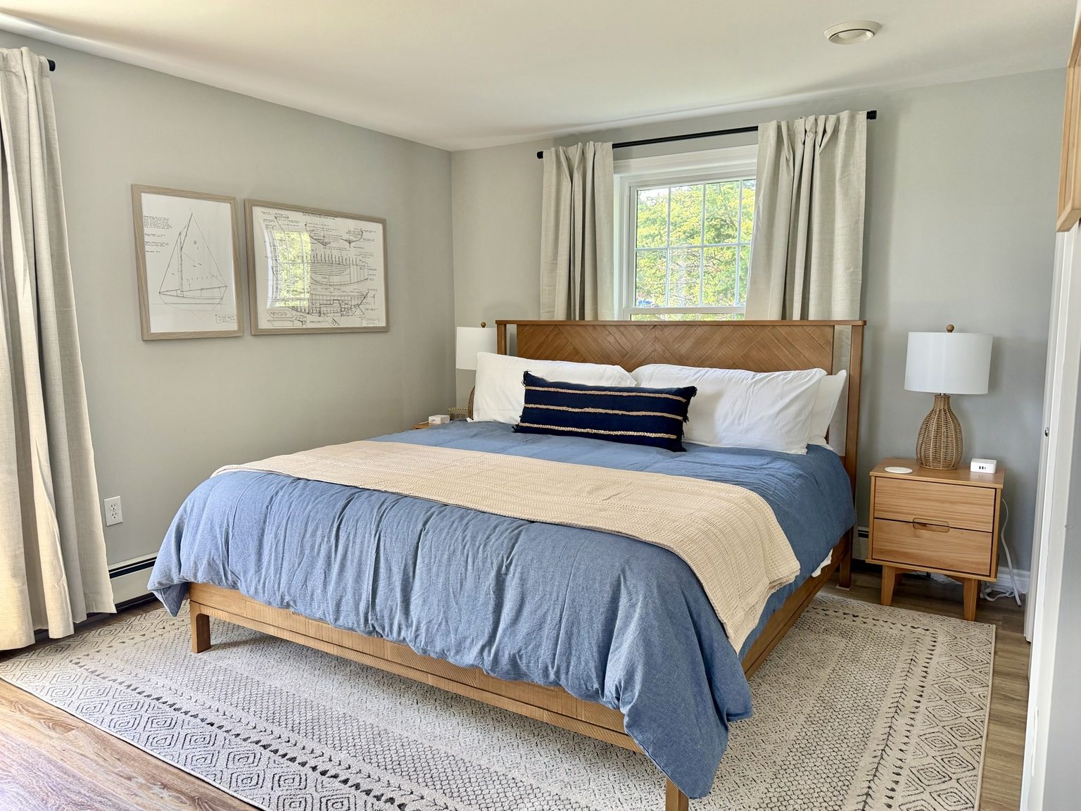 The Boatbuilder Room king bedroom at Ledge & Tide