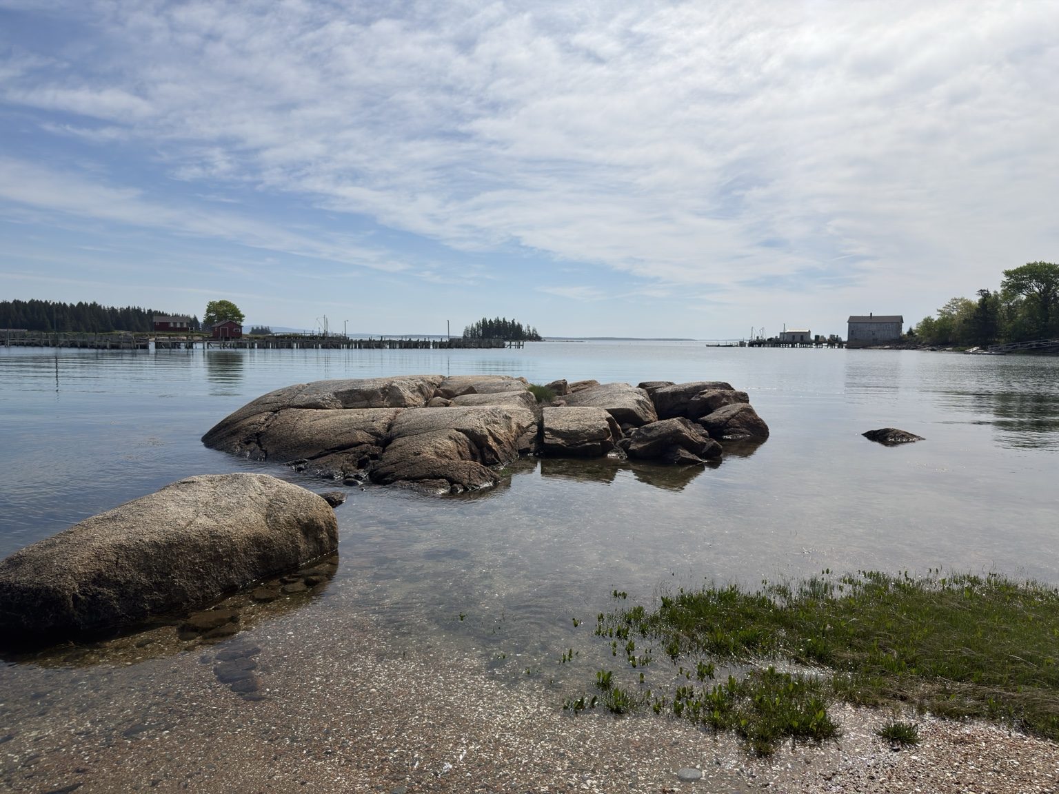 High tide shoreline view at Ledge & Tide